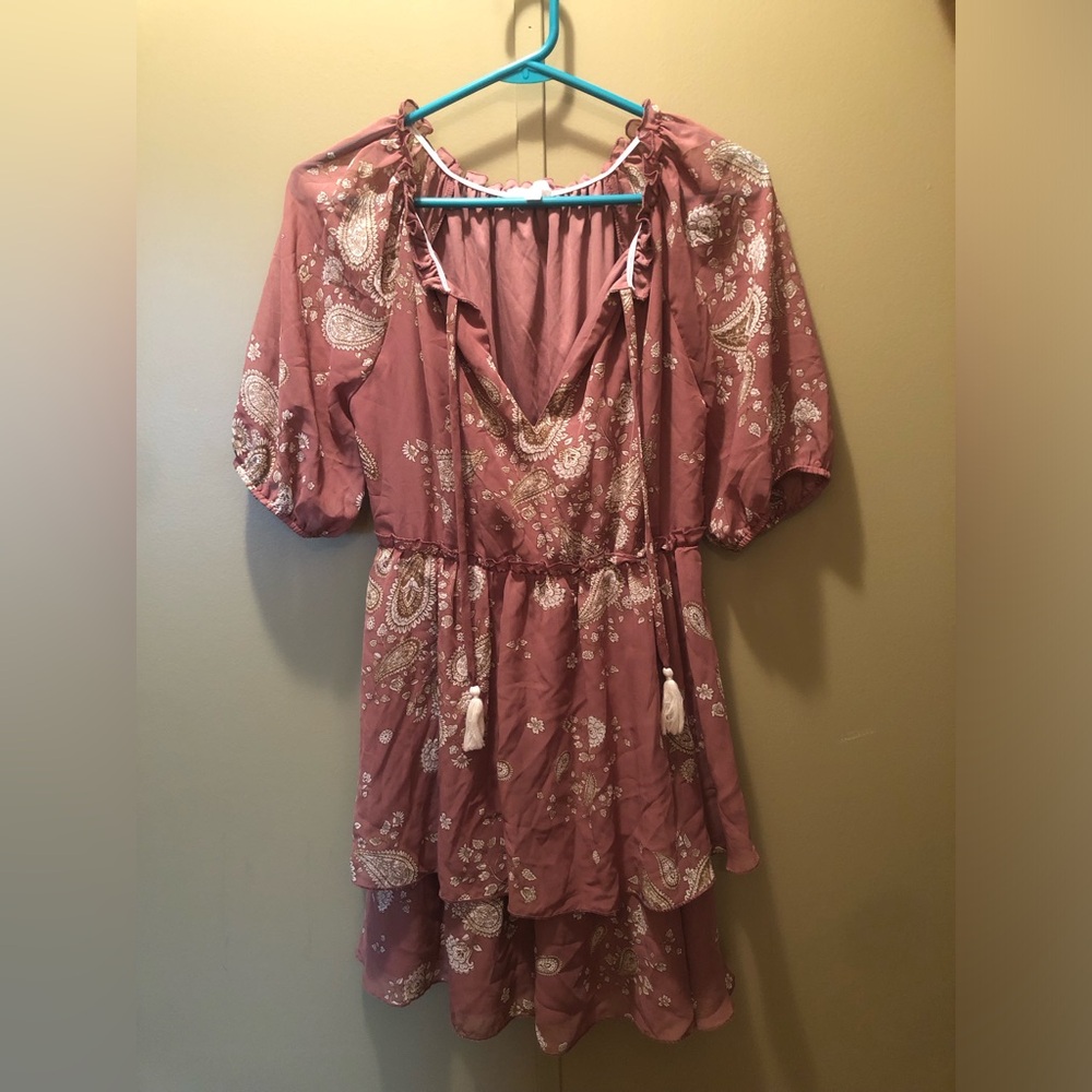 Bailey Blue Mauve Smocked Waist Boho Dress